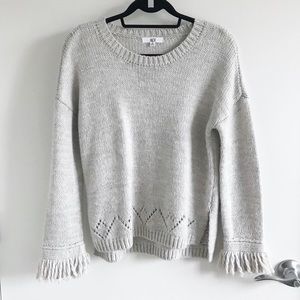 Chunky Sweater with Fringe Sleeves